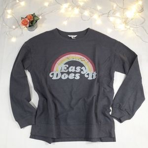 Wildfox | easy does it logo distressed graphic grey sweatshirt